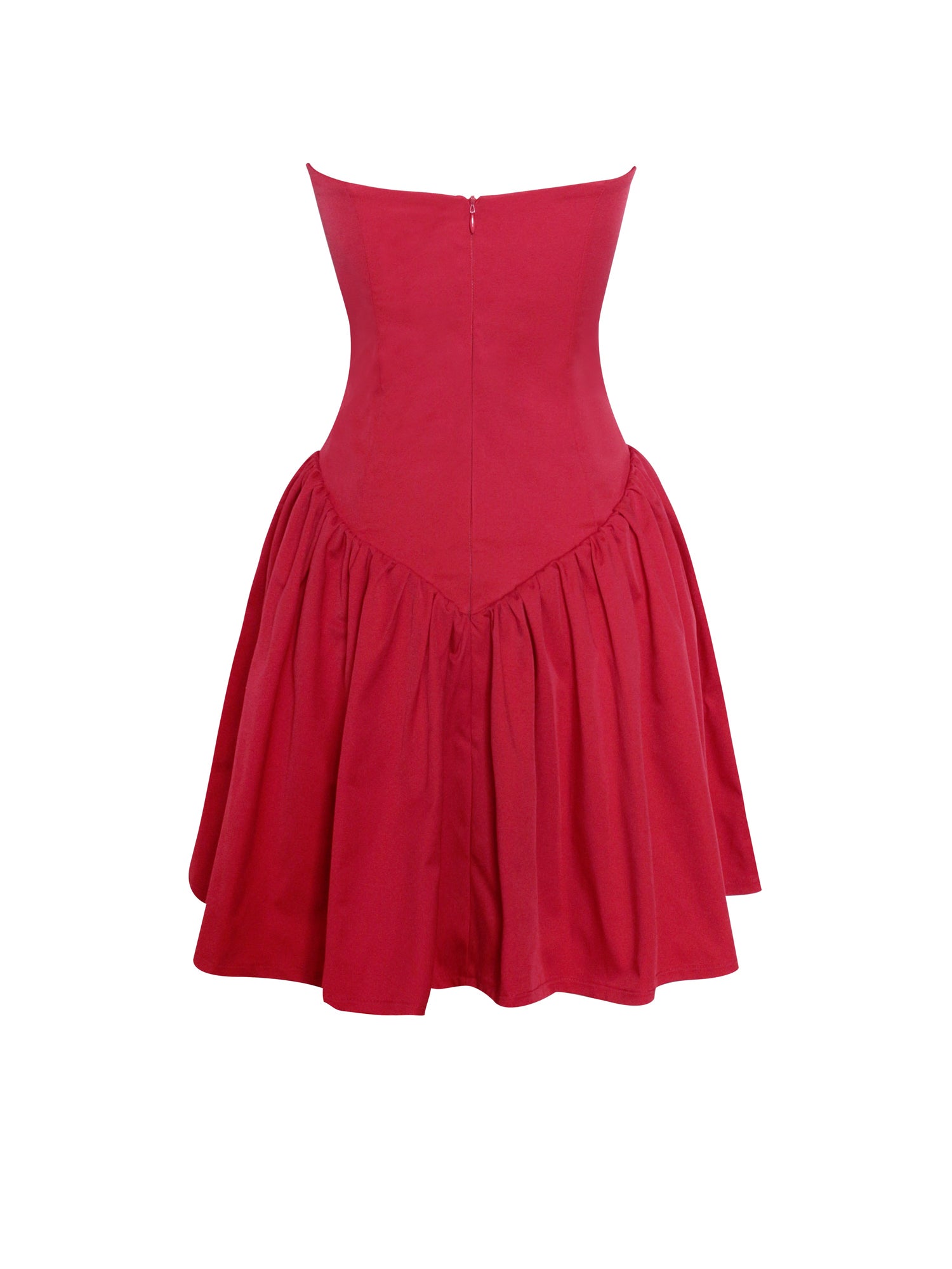 Sacha Lace Drop Waist Corset Puffy Mini Dress | Red