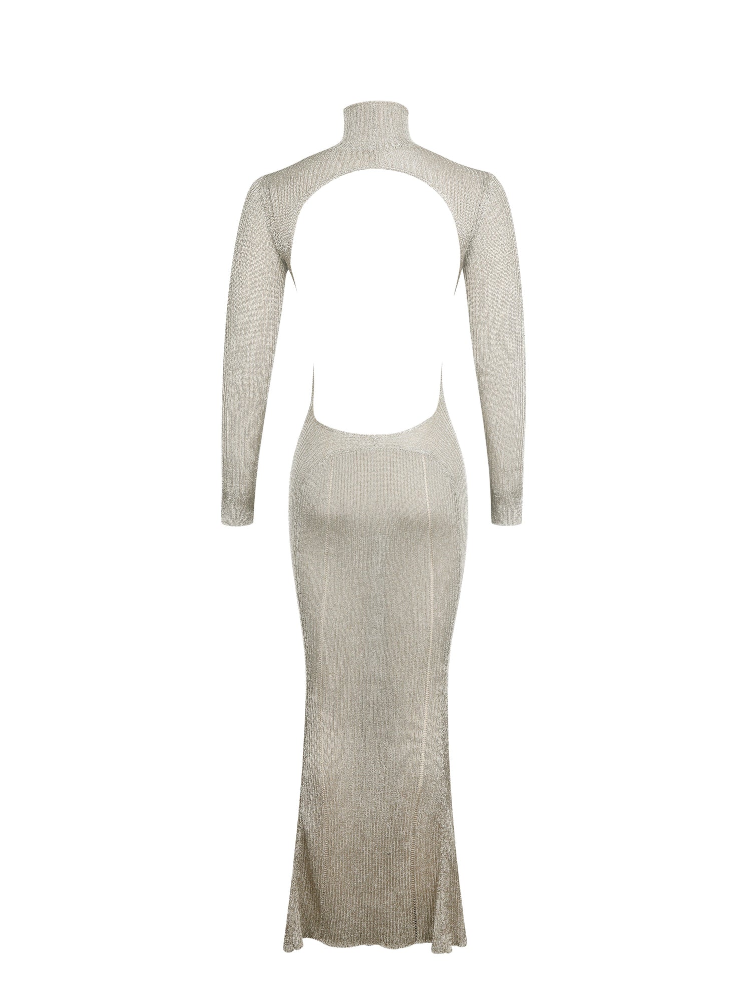 Shay Stretch Knit Backless Long Sleeve Maxi Dress | Gold