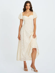 Pandora Bubble Sleeve Backless Maxi Dress | White