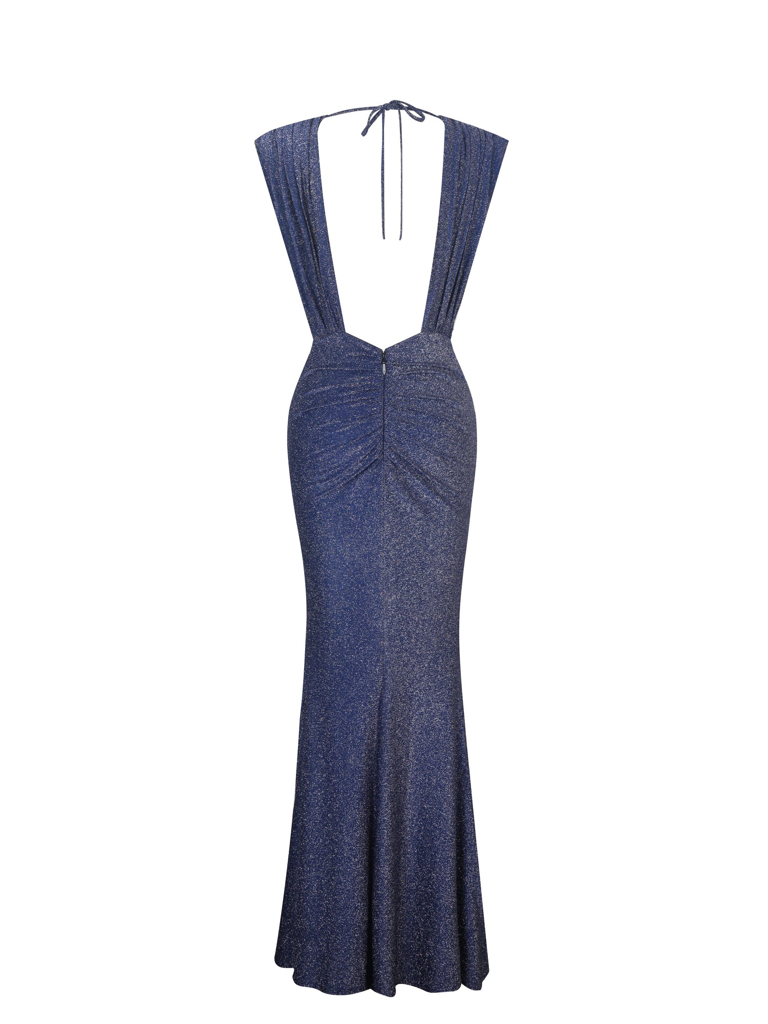 Terri Sparkle Plunging Backless Maxi Dress | Navy