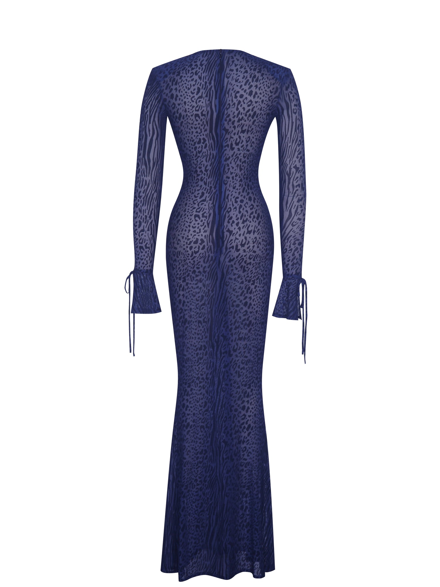 Ilyse V-Neck Plunge Animal Print Mermaid Hem Maxi Dress | Navy