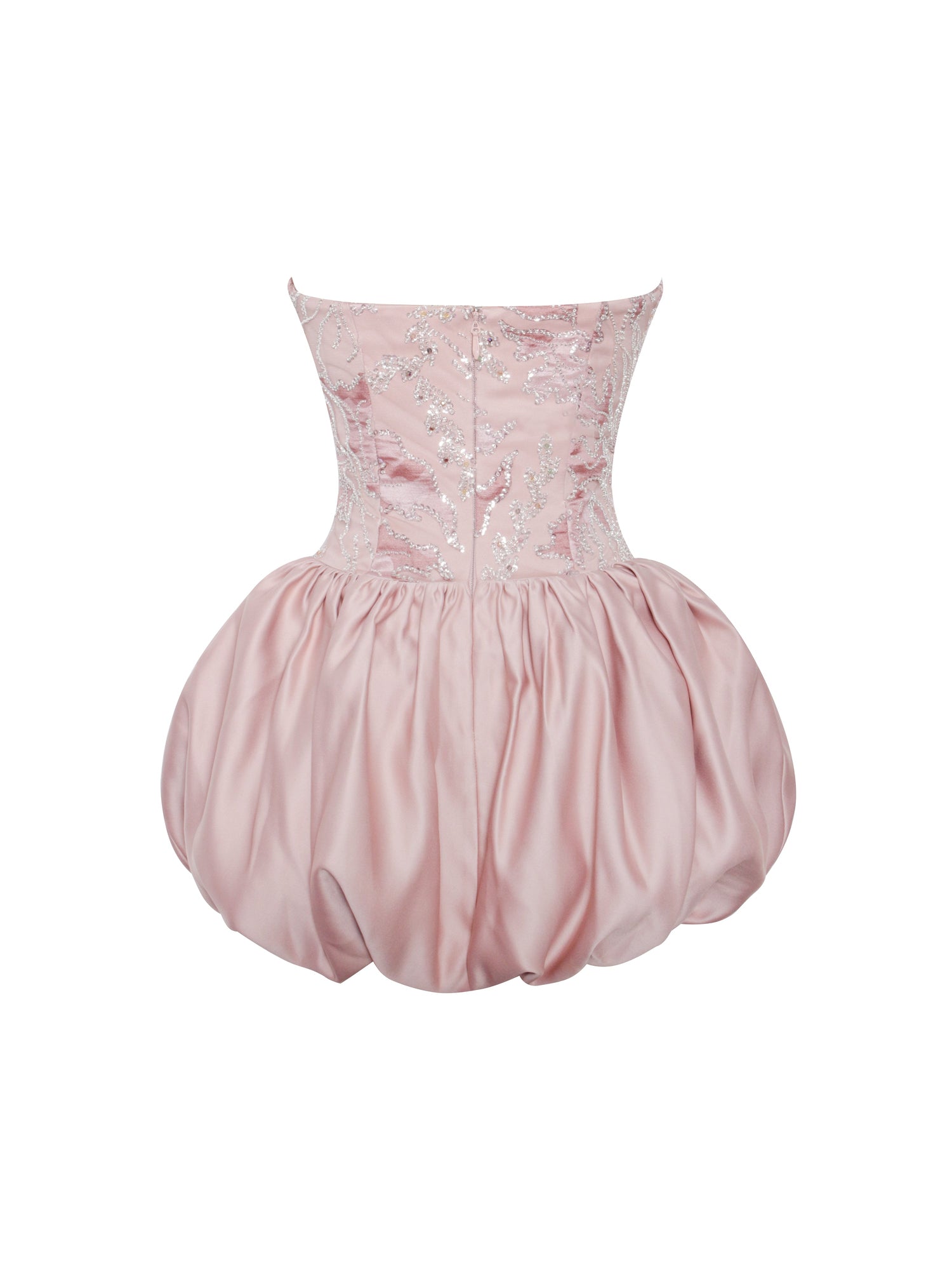 Palesa Ballet Style Embroidered Bubble Hem Mini Dress | Pink