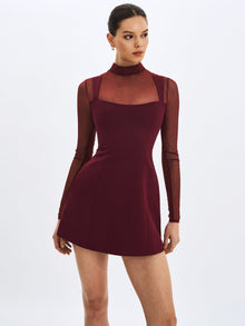 Natasha Faux Two-Piece Turtleneck Mini Dress | Burgundy