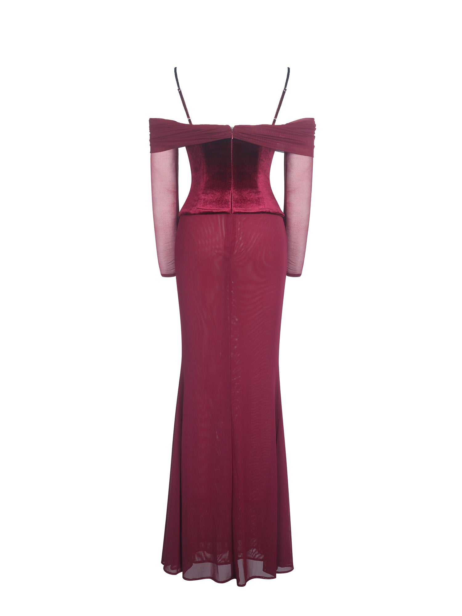 Maybelle Bardot Lace Strap Peplum Maxi Dress | Magenta
