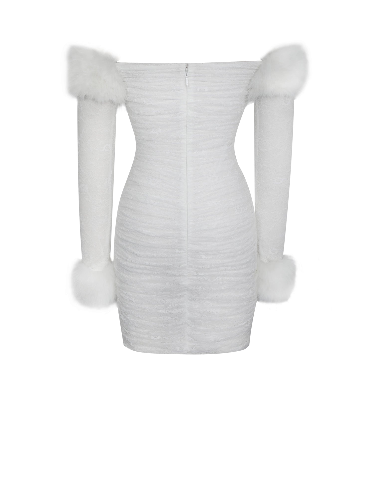 Lani Lace Off-Shoulder Ruched Mini Dress | White