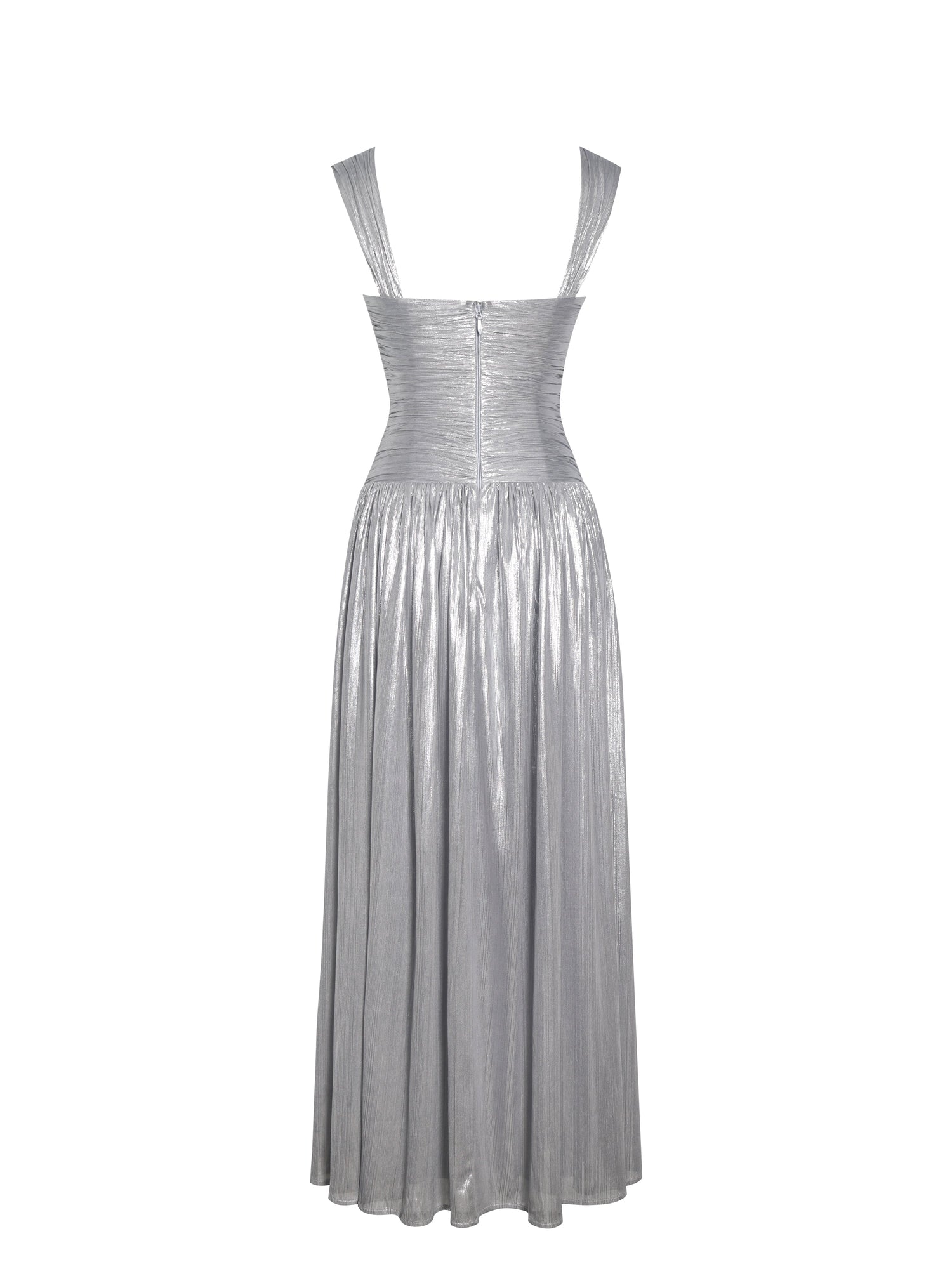 Palmer Glitter Drop Waist Maxi Dress | Silver