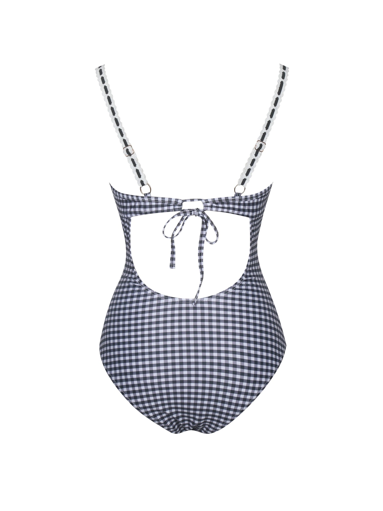 Gigi Lace Strap Backless Swimsuit | Black Gingham