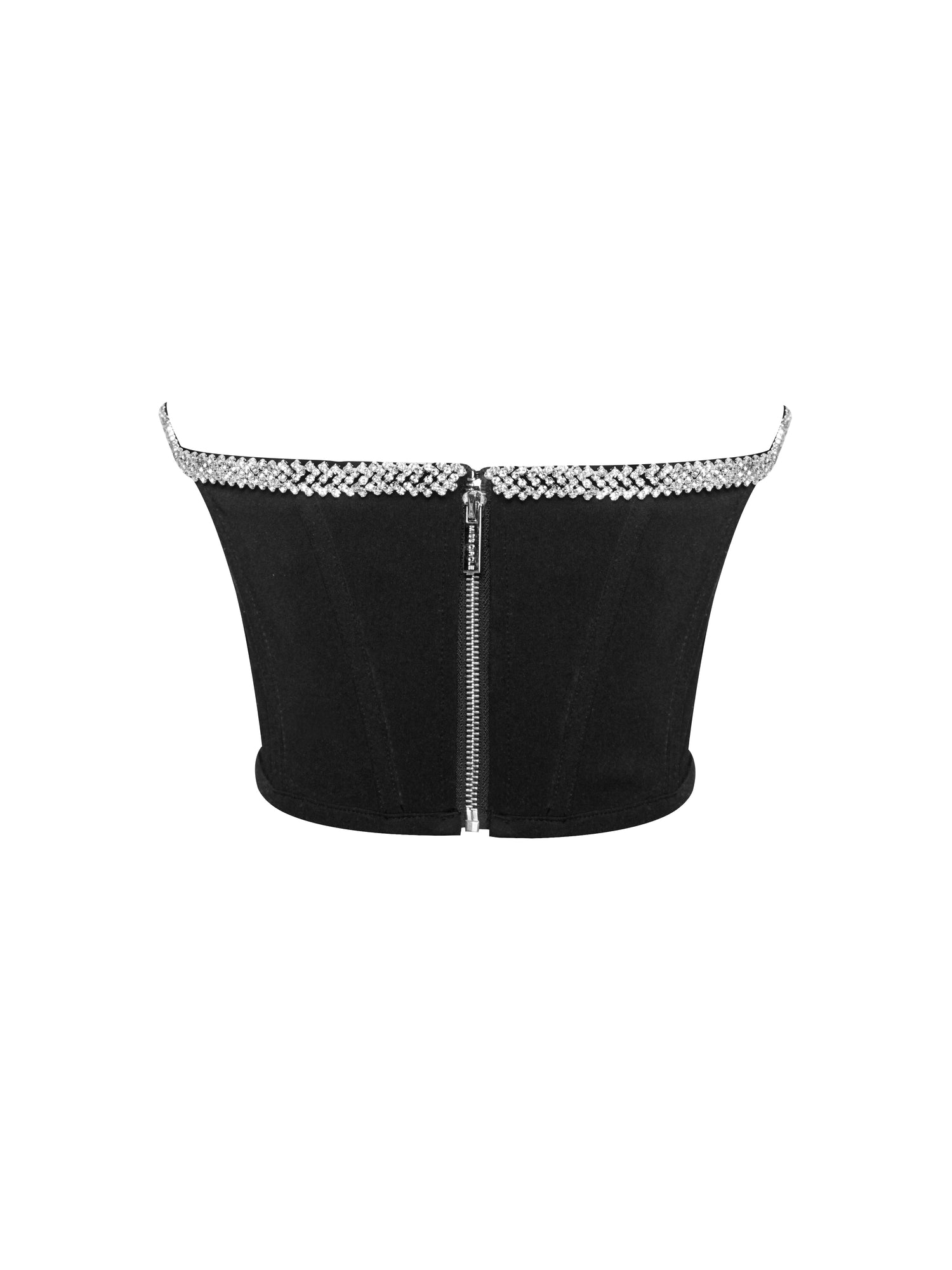 Melanie Corset Top With Crystal Trim | Black