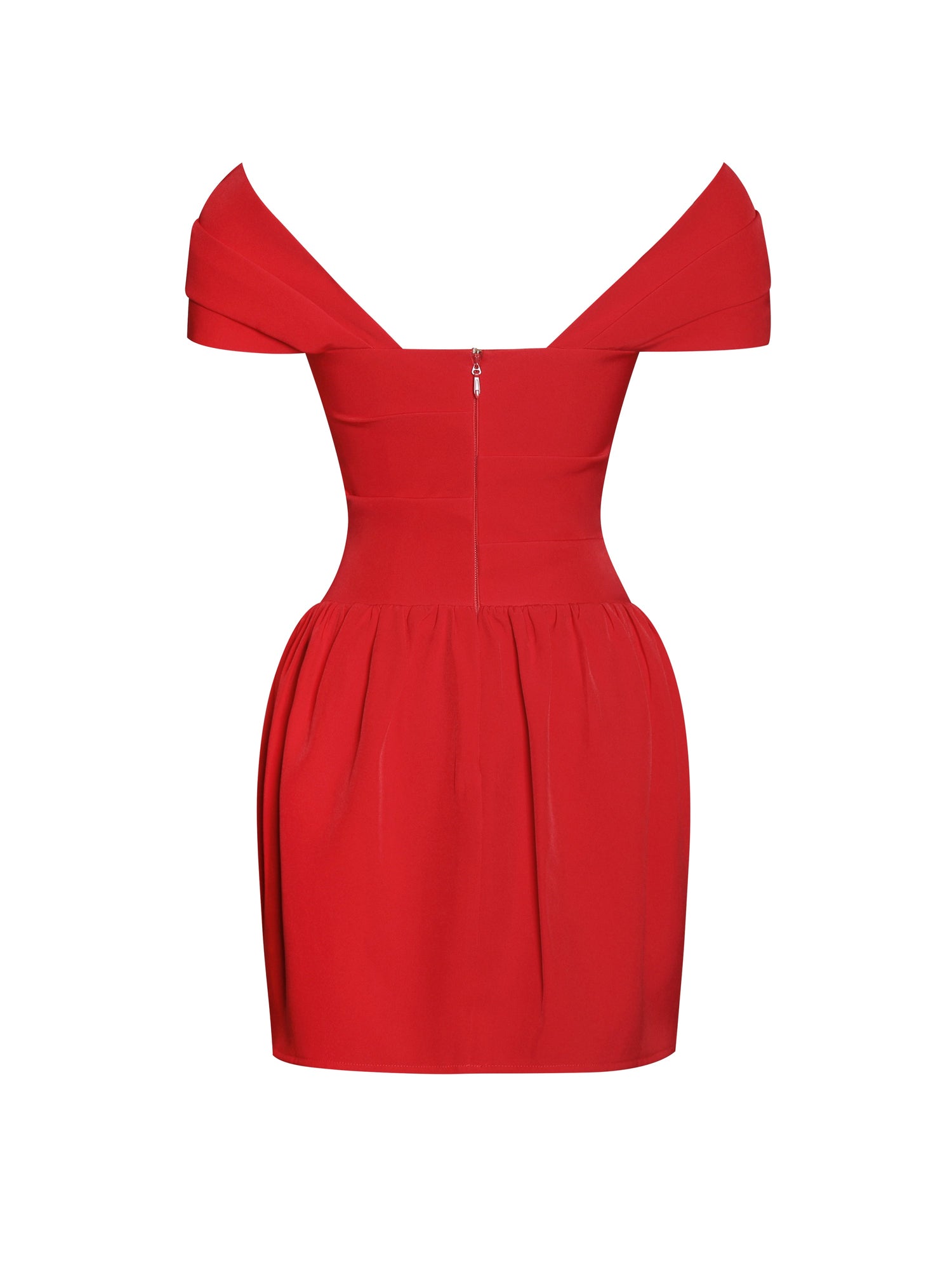 Cait Off Shoulder Drop Waist Mini Dress | Red