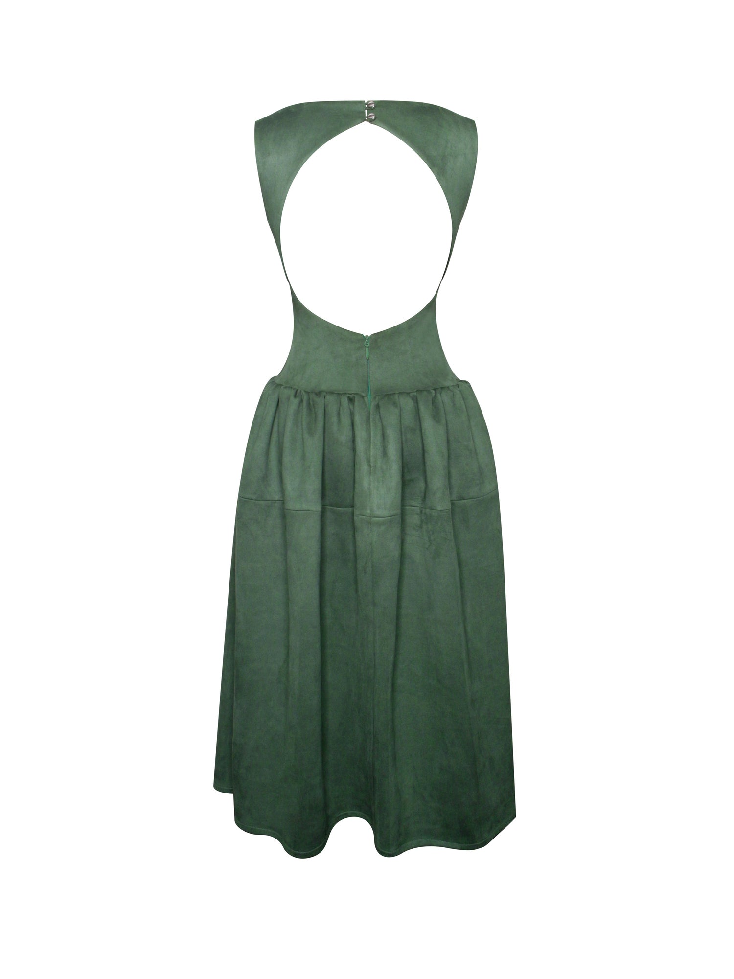 Laila Suede Boat Neck Backless Midi Dress | Green