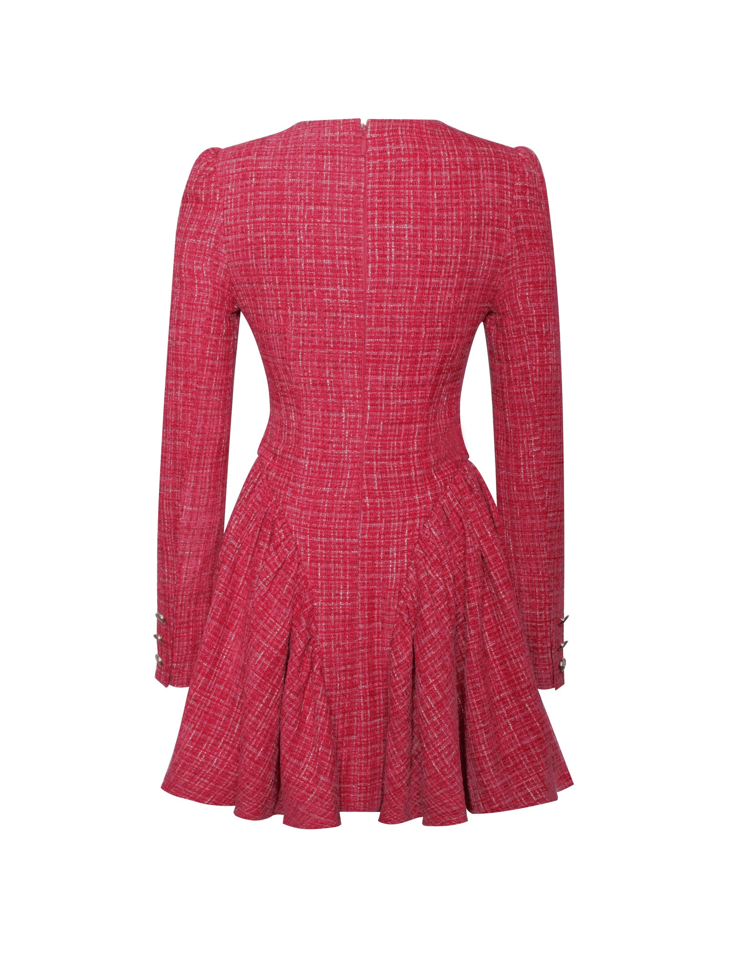 Tae Tweed Long Sleeve Drop Waist Mini Dress | Red