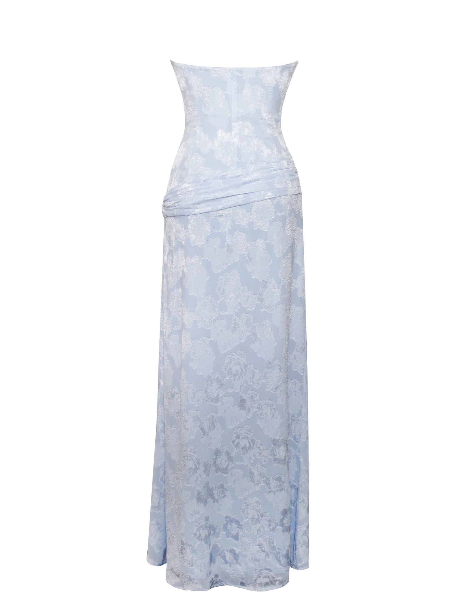 Xatia Jacquard Textured High Slit Maxi Dress | Baby Blue