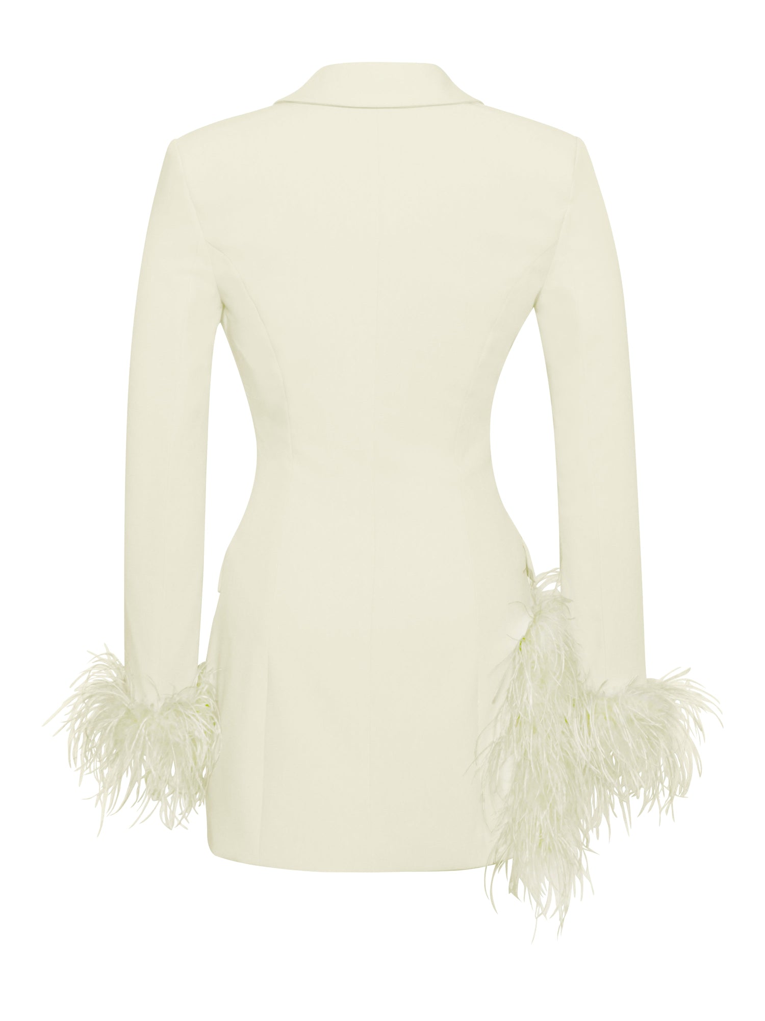 Madeline Feather Trim Blazer Dress | Pearl White