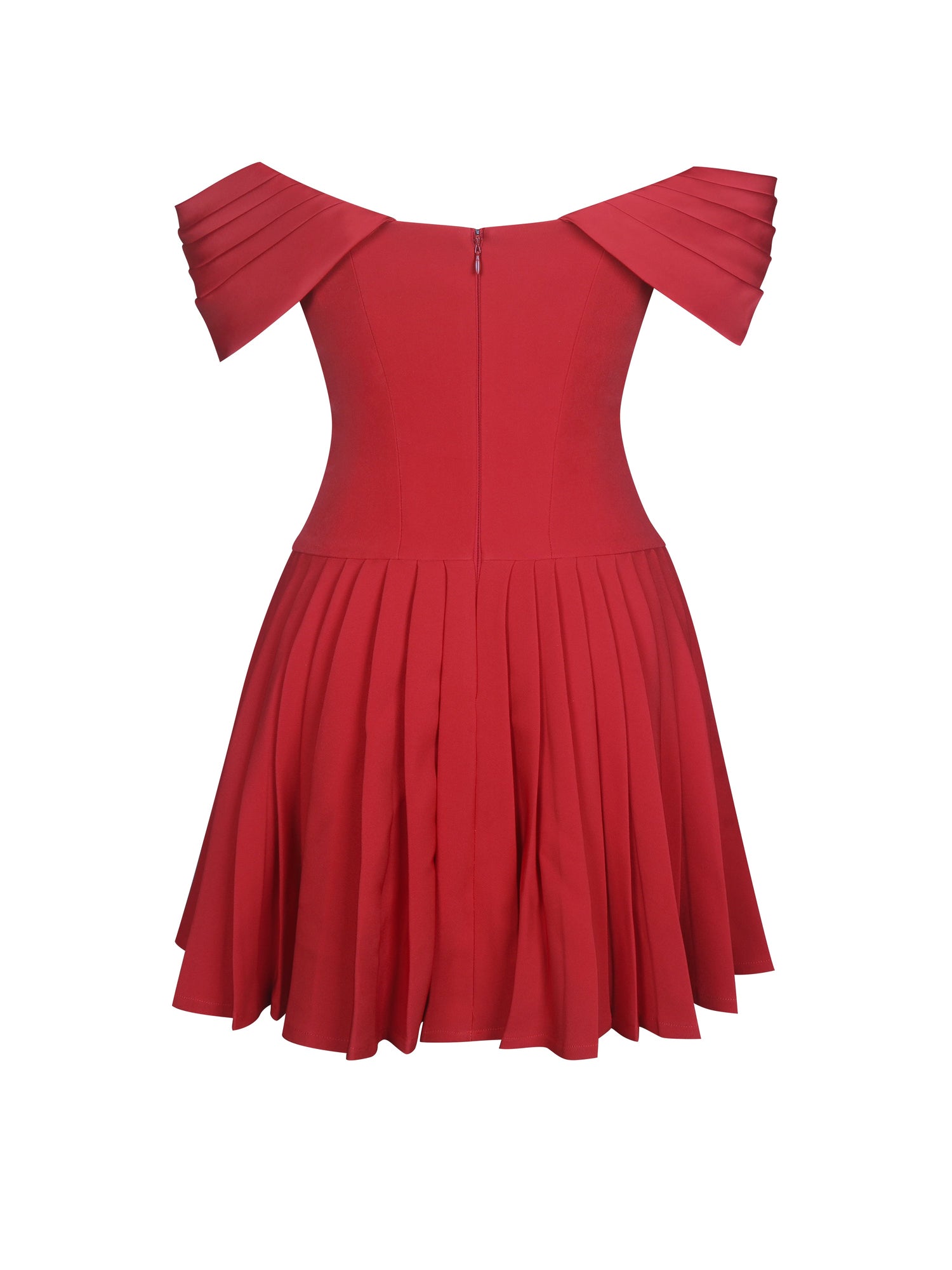 Narelle Off-Shoulder Sweetheart Drop Waist Mini Dress | Crimson