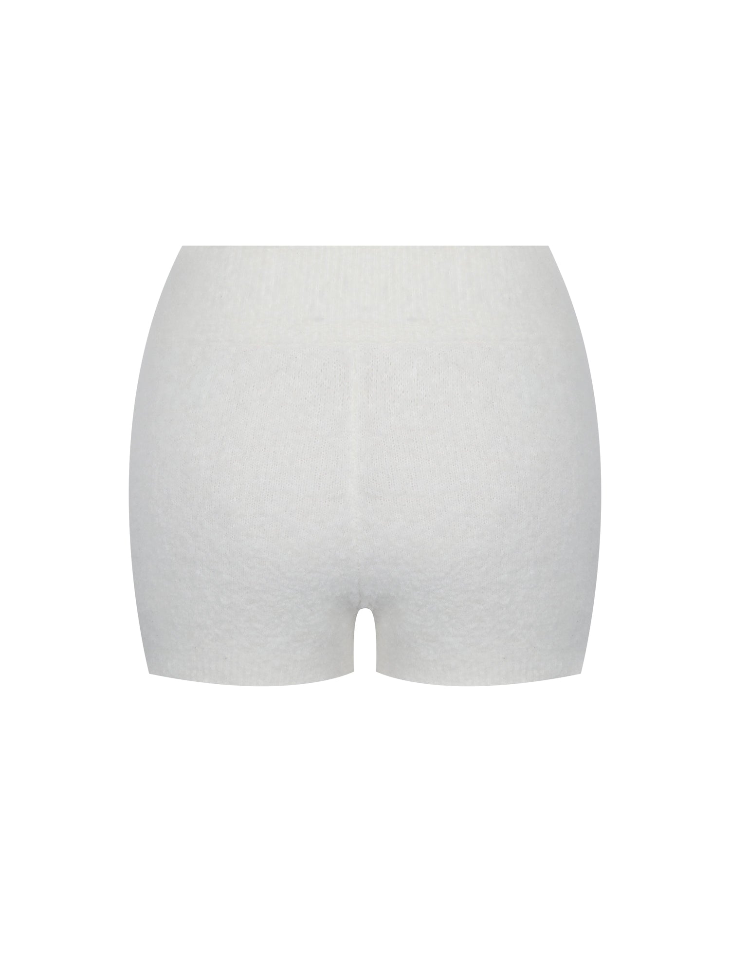 Sera Wool-Blend Ribbed Knit Mini Shorts | White
