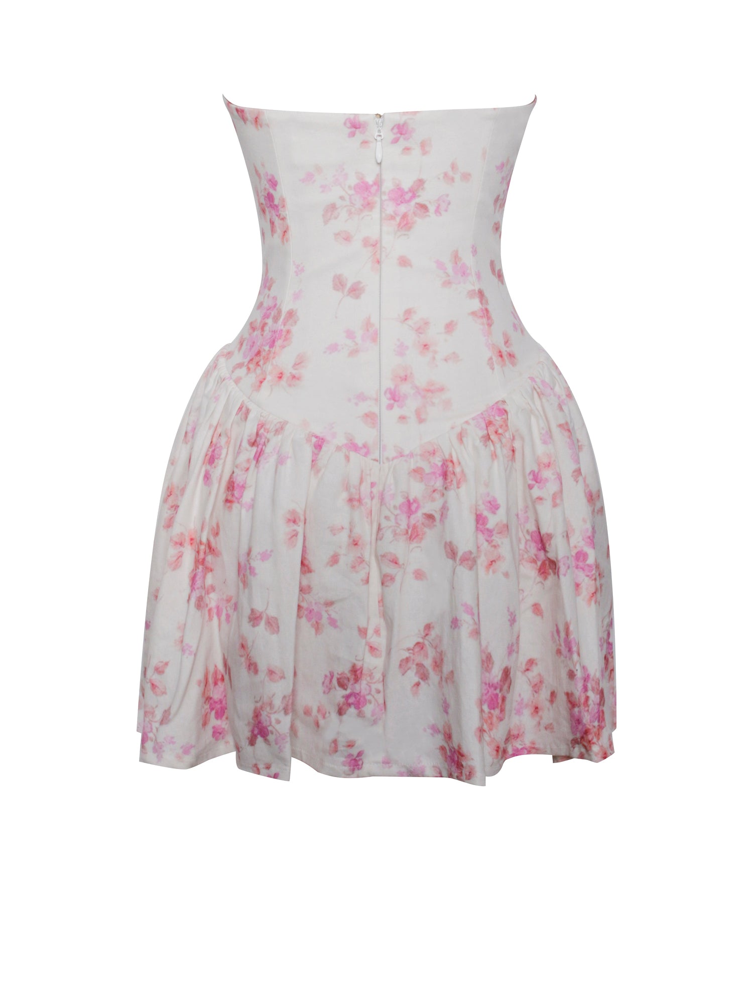 Samara Floral Drop Waist Linen Corset Puffy Mini Dress | Floral Print
