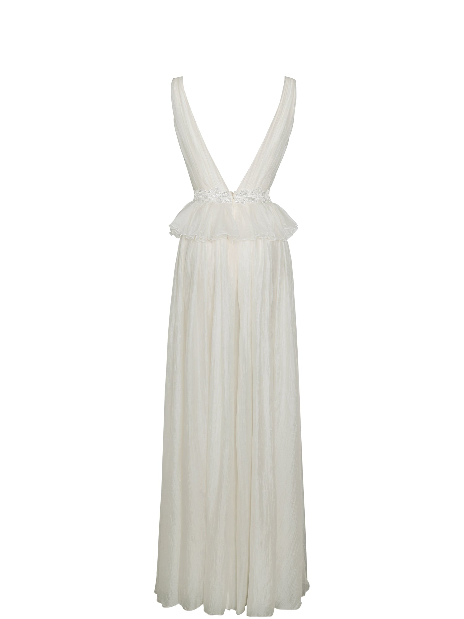 Calleigh Flare Beaded Belt Maxi Gown | Off White