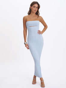 Yasmine Bamboo Knit Cutout Maxi Dress | Ice Blue
