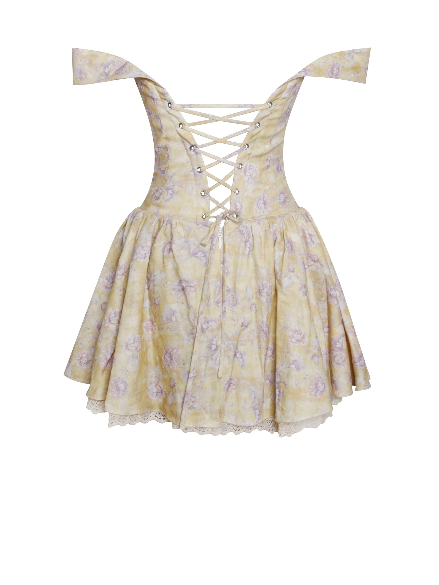 Oana Linen Collared Off Shoulder Mini Dress | Floral Print