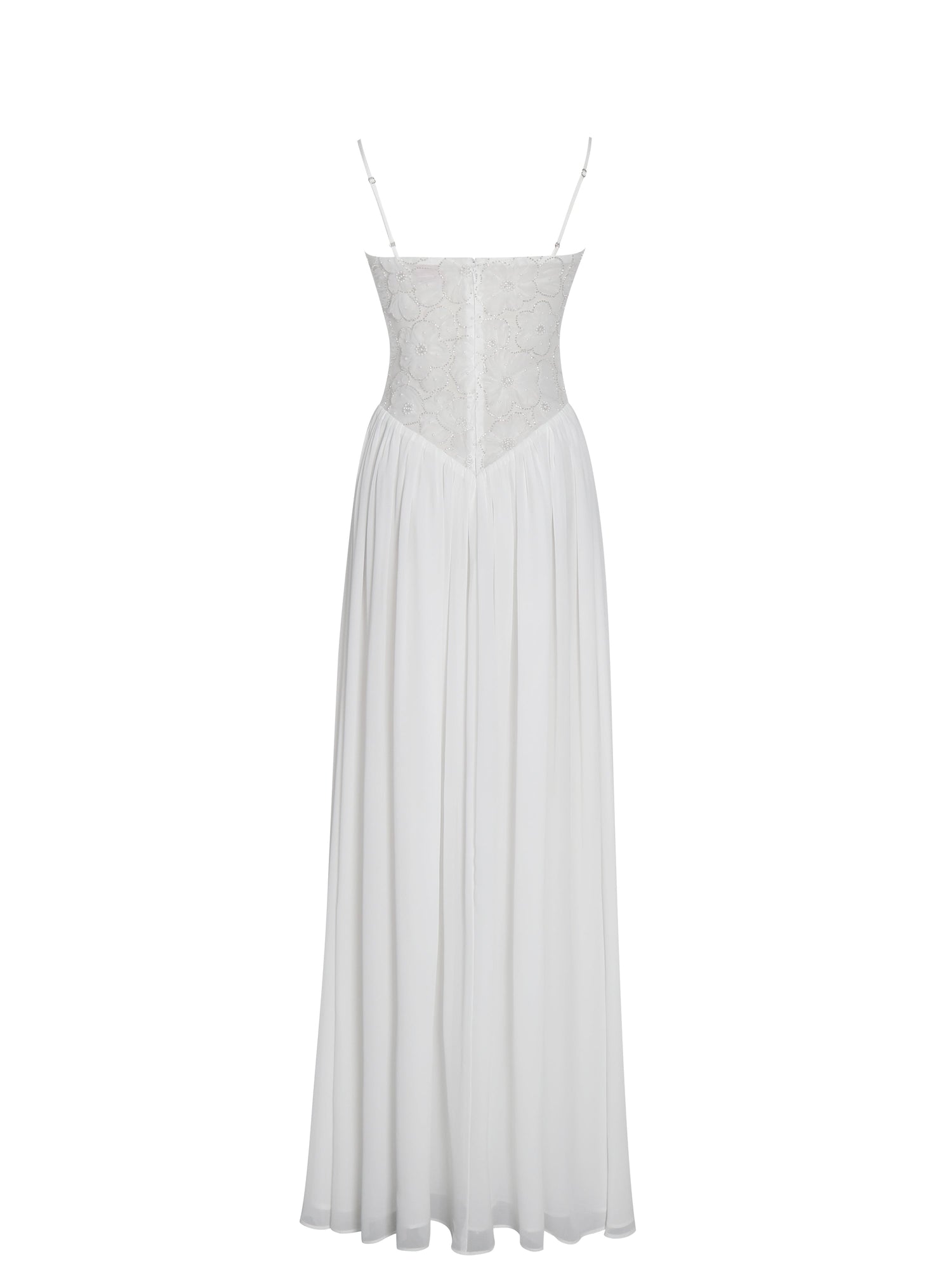 Ucille Embroidered Chiffon Maxi Dress | White