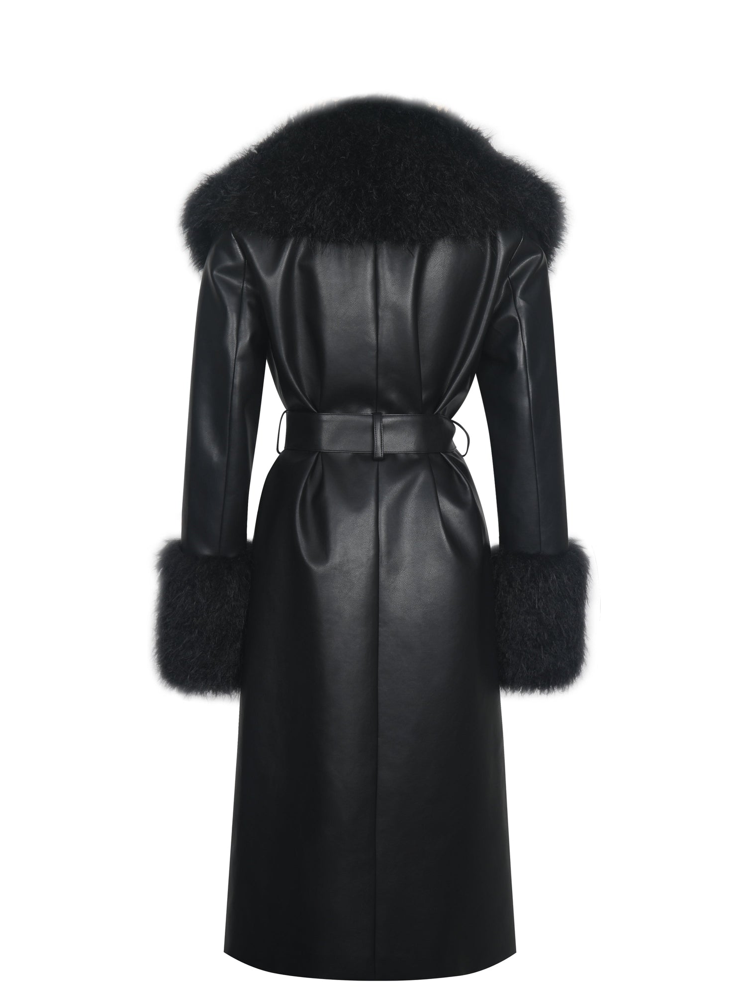 Zariah Faux Fur Trimmed Longline Coat | Black