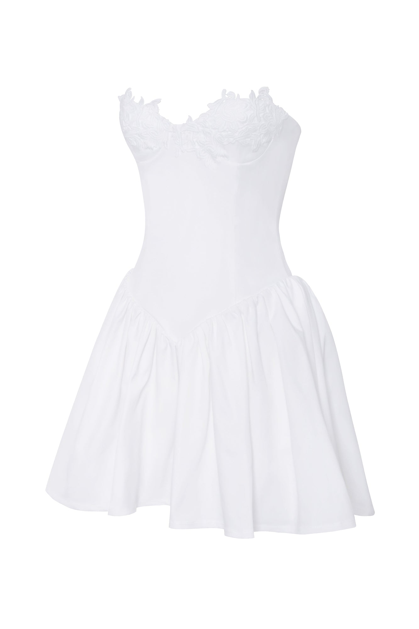 Sacha Lace Drop Waist Corset Puffy Mini Dress | White