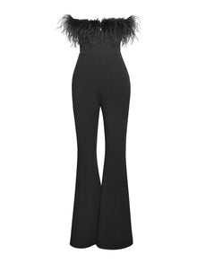 Kylan Feather Jumpsuit | Black