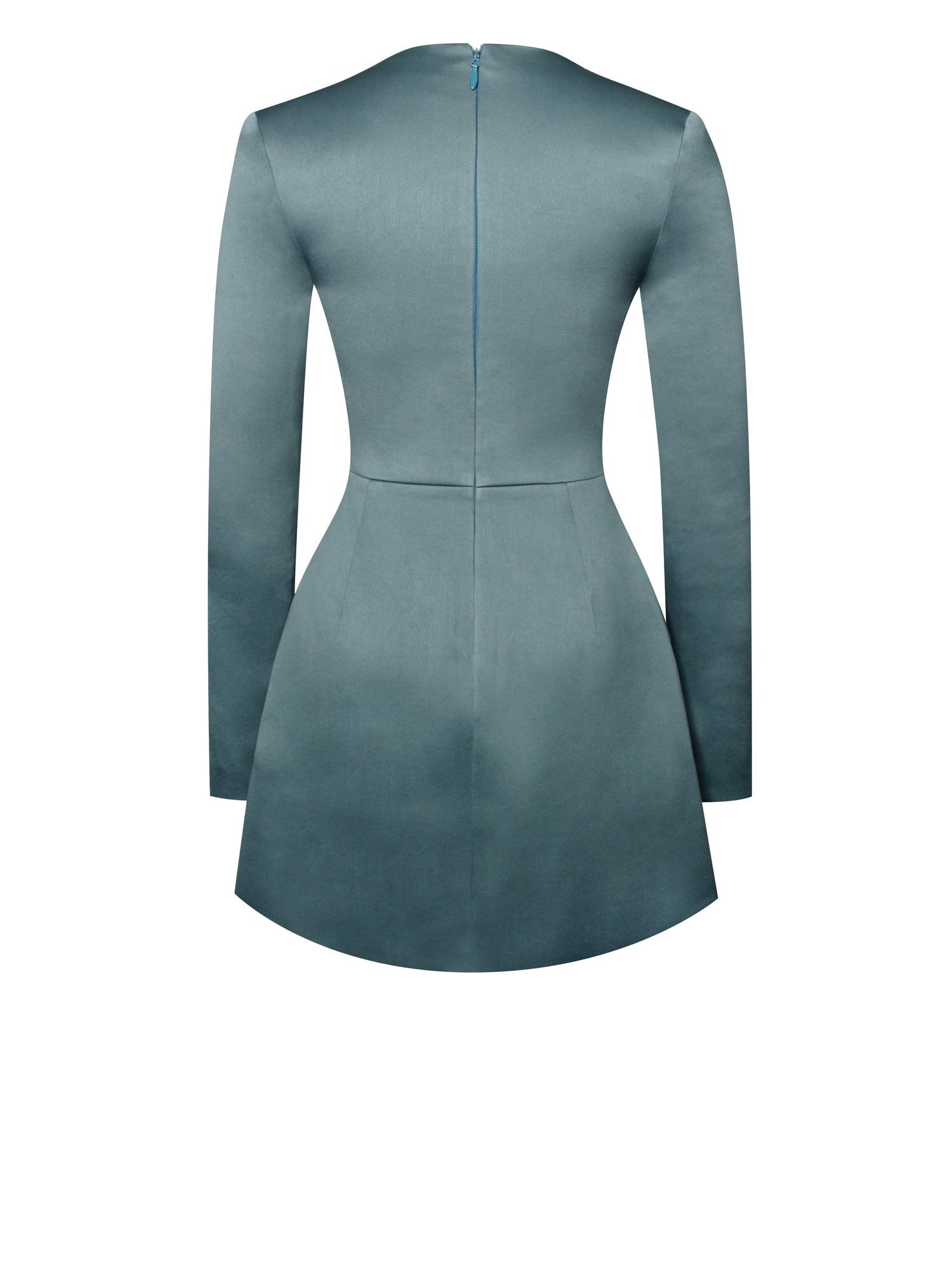 Gabella Long Sleeve A-line Mini Dress with Crystal Trim | Dark Green