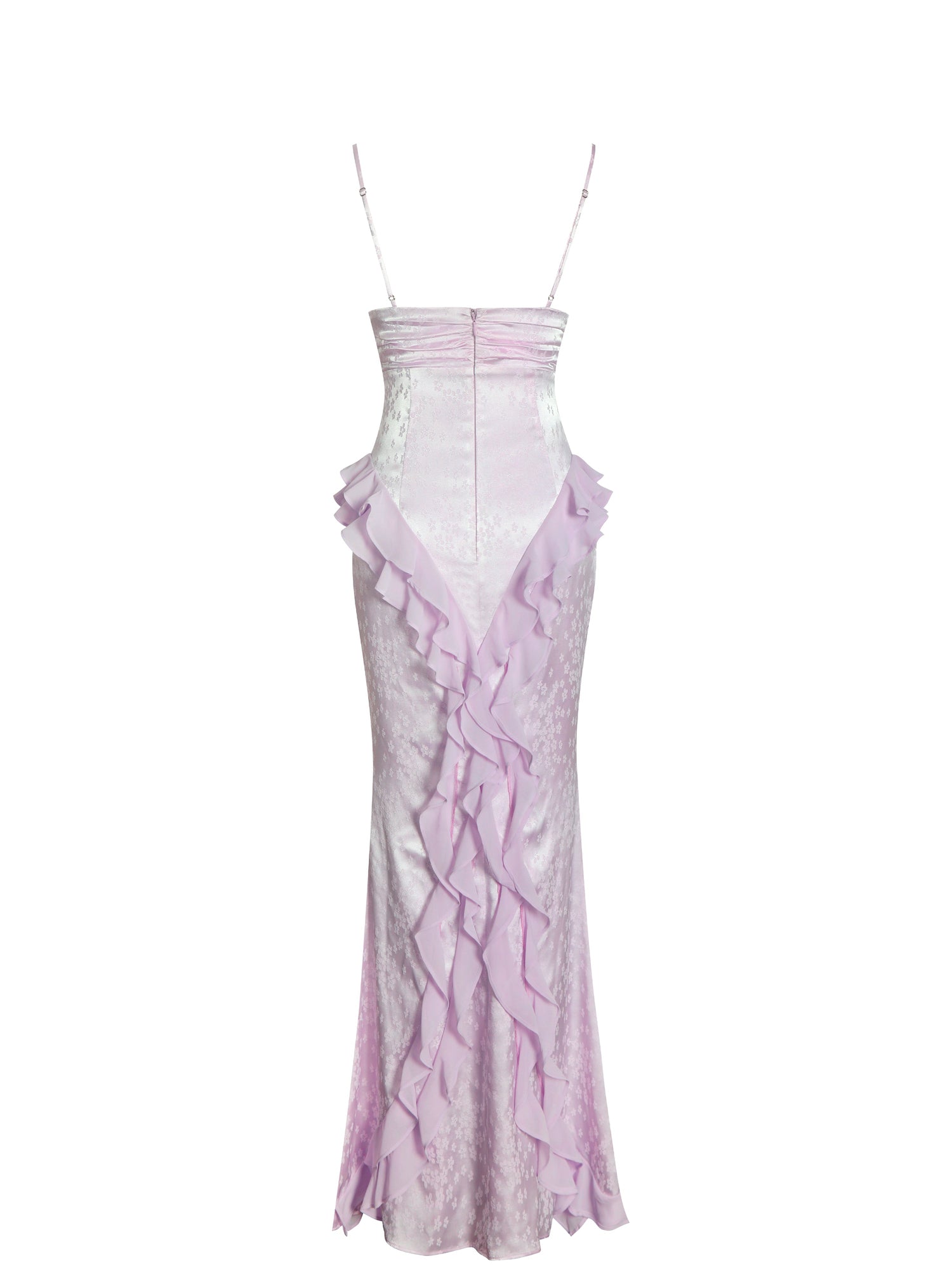 Paolina Taro Jacquard Ruffle Mermaid Maxi Dress | Pink