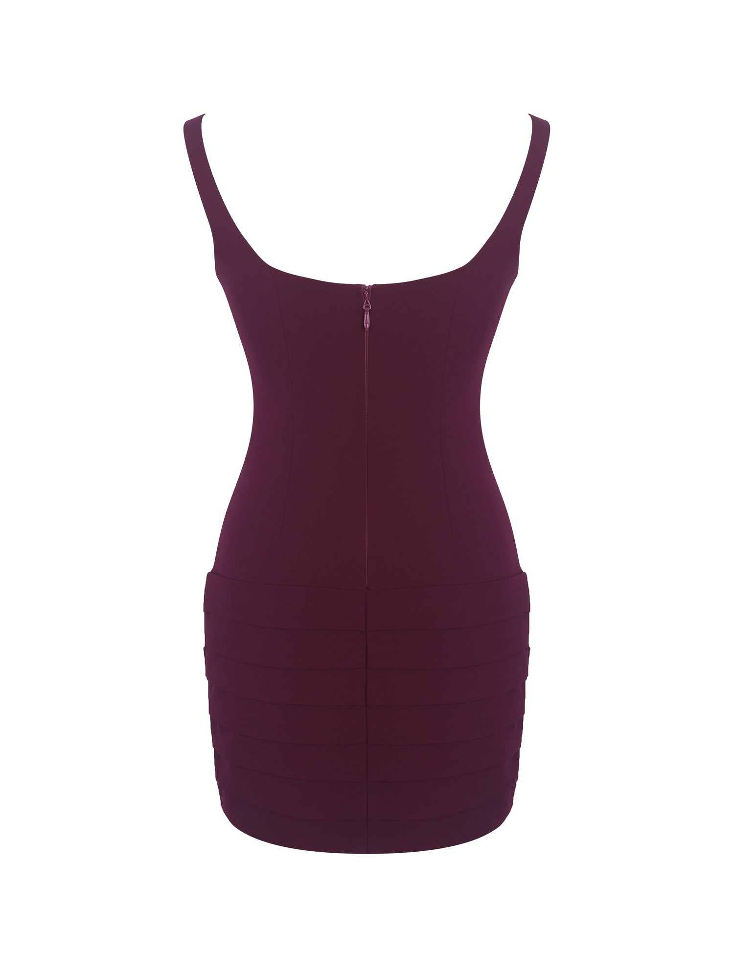 Tori Pleated Mini Dress with Chiffon Scarf | Wine Red