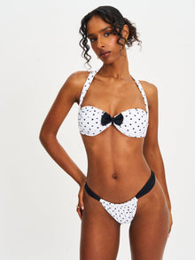 Olivea Polka Dot Bowtie Halter Bikini Top | Black