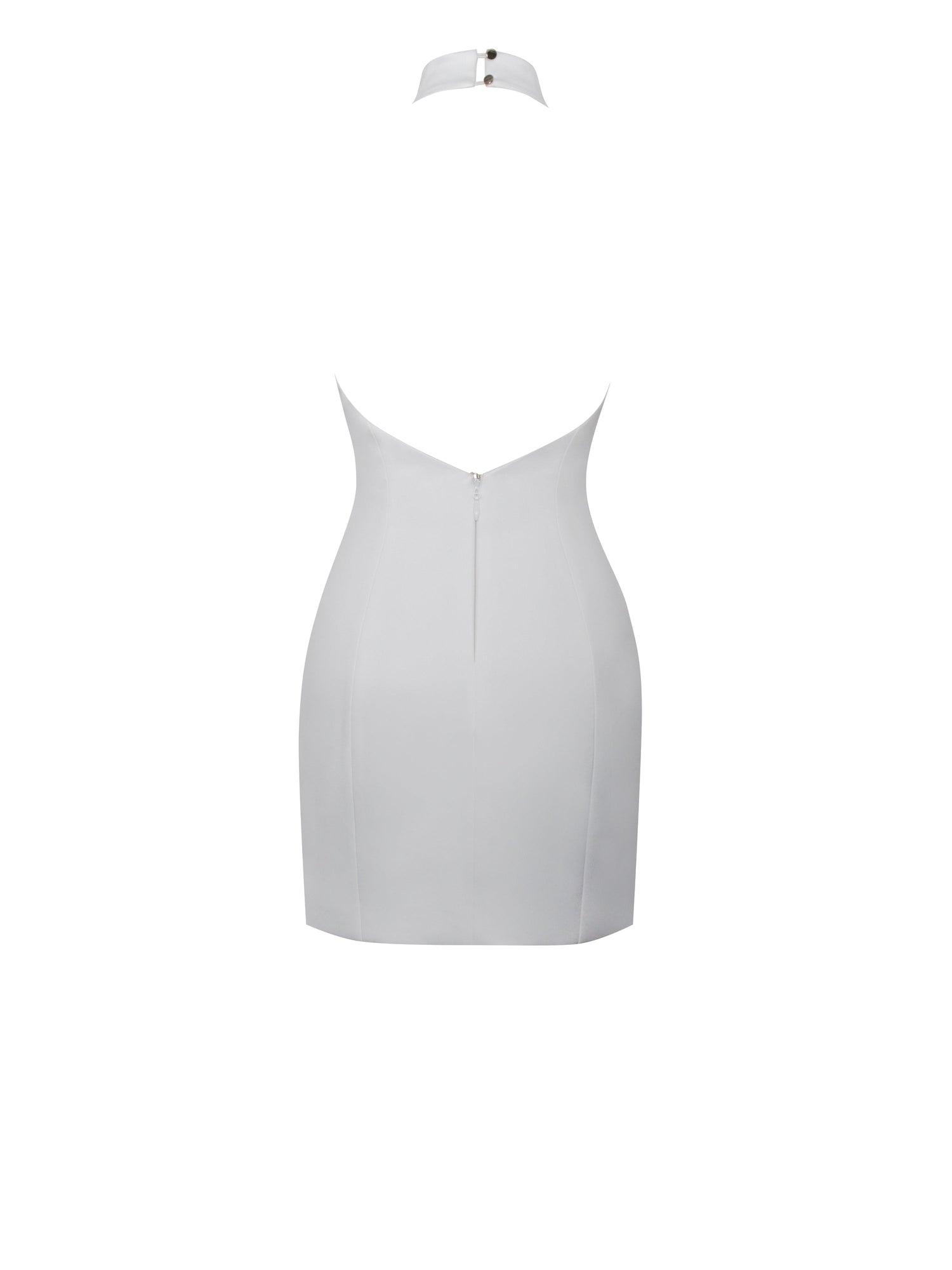 Ori Halter Neck Crystal Pearl Mini Dress | White