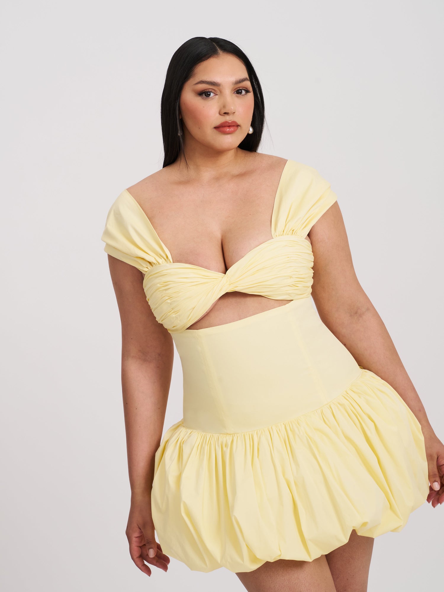 Umika Bubble Hem Mini Dress | Butter Yellow