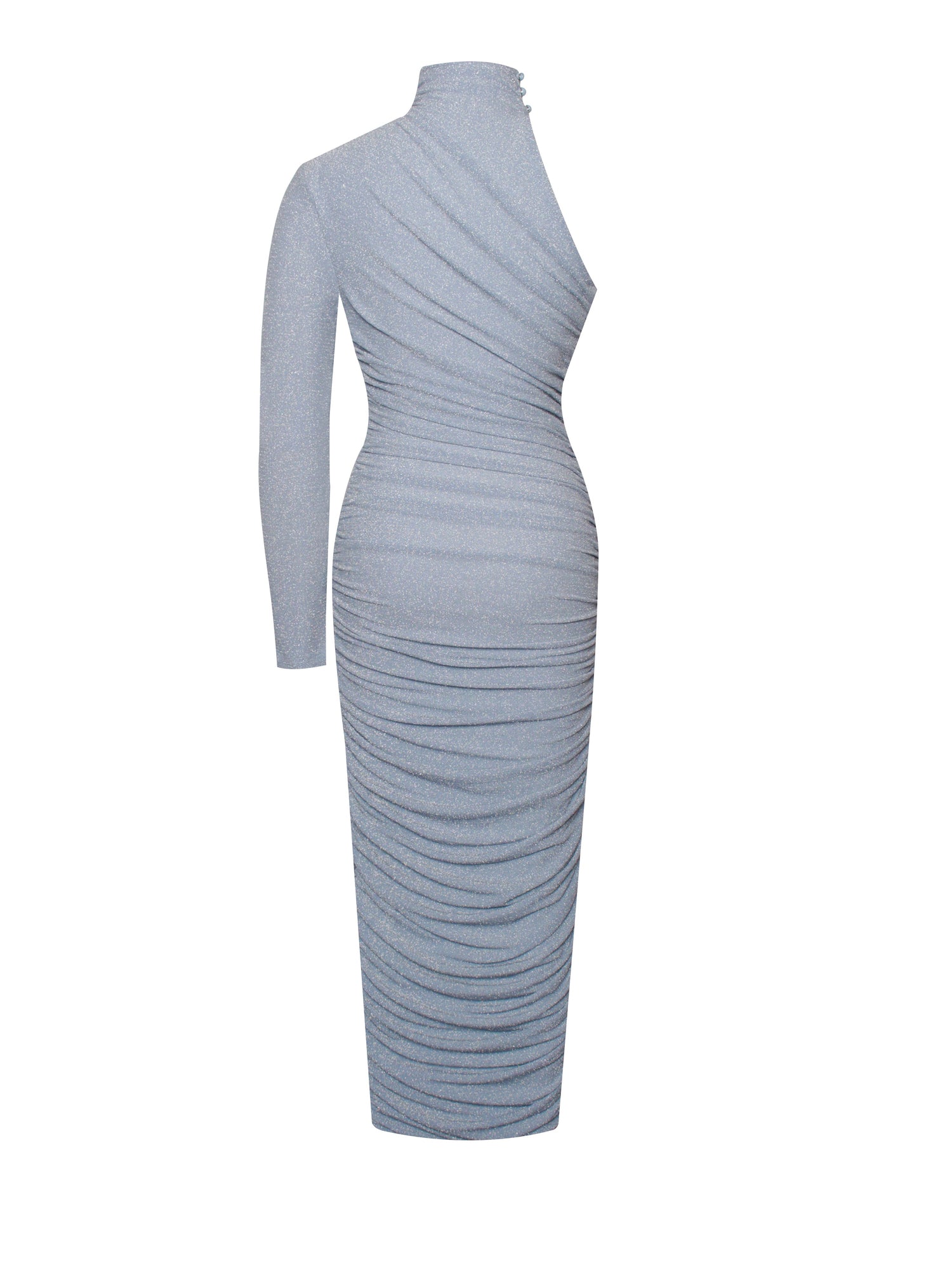 Peyton One Sleeve Ruched Pencil Dress | Light Blue