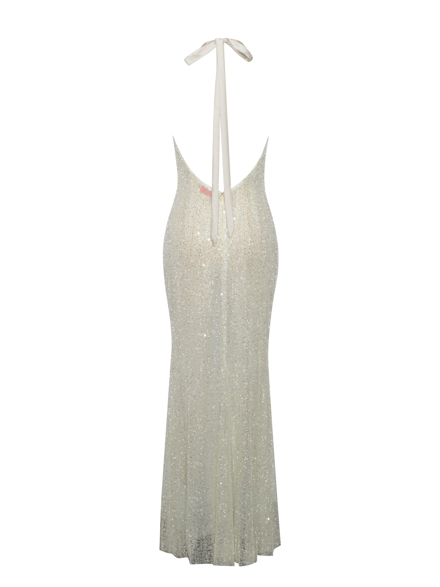 Zahya Halter Backless Beaded Mesh Gown | Lime