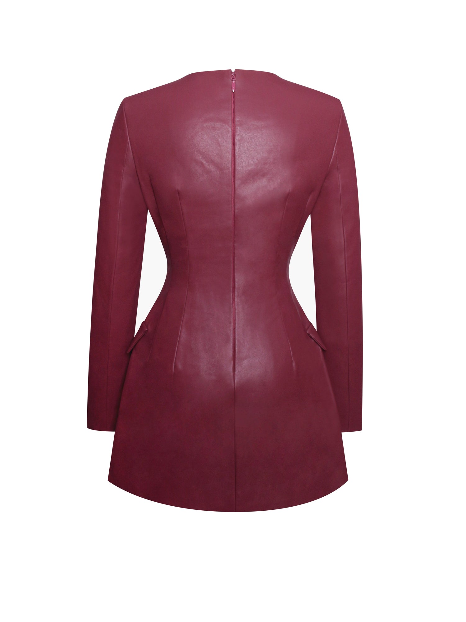 Baila Vegan Leather Blazer Mini Dress | Burgundy