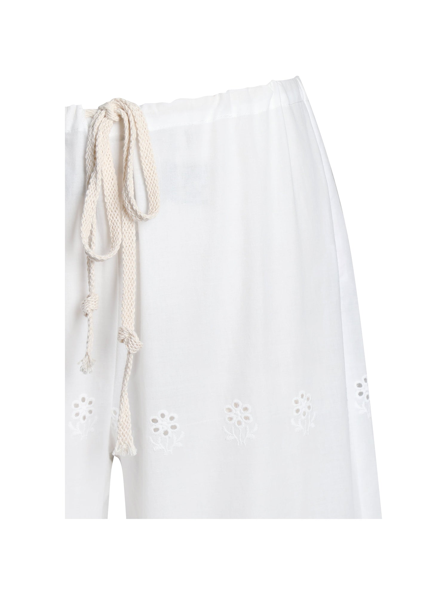 Raina Cotton Eyelet Straight Pants | White