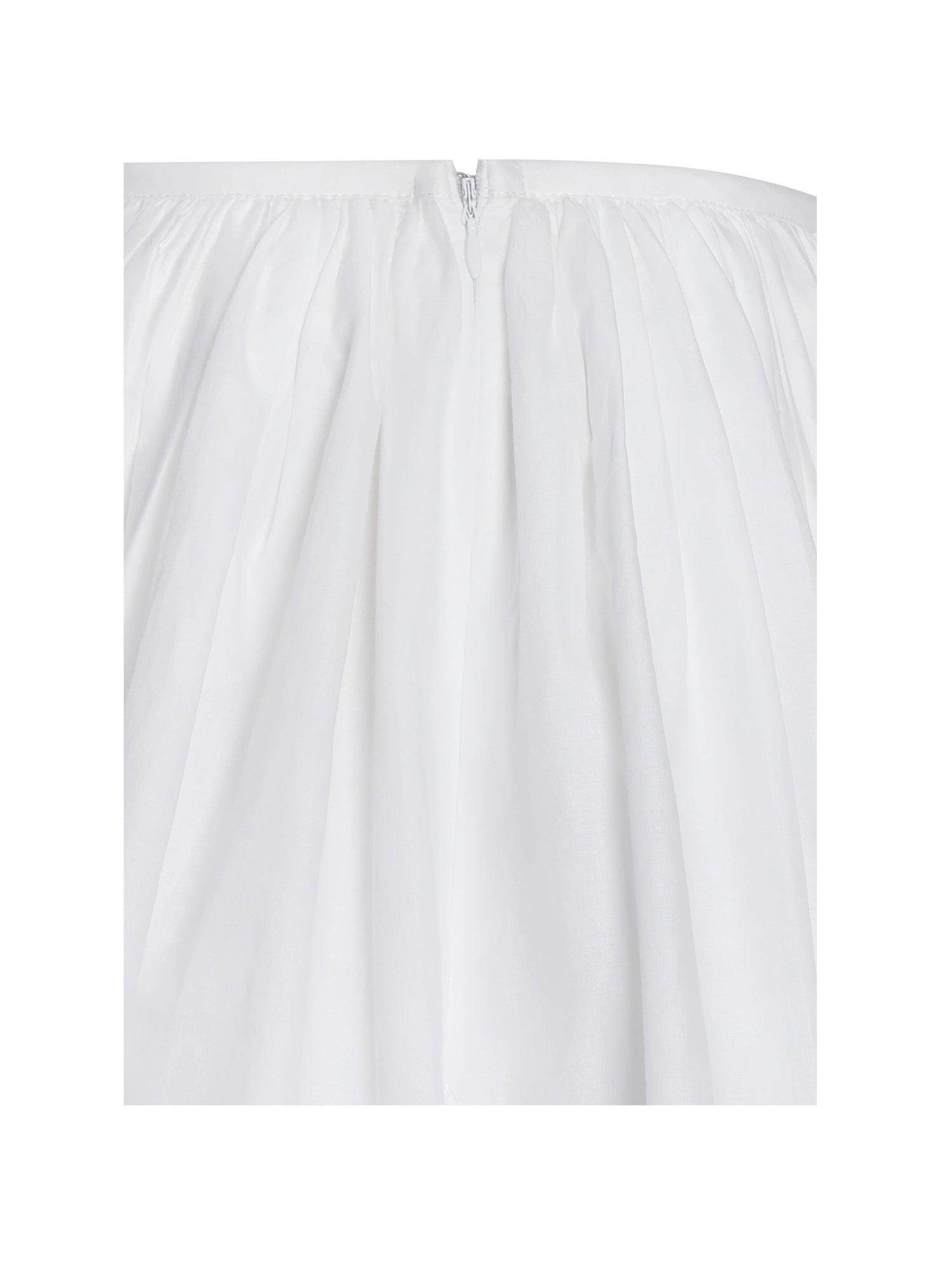 Aliza Cotton Poplin Lace Trim Layered Mini Skirt | White