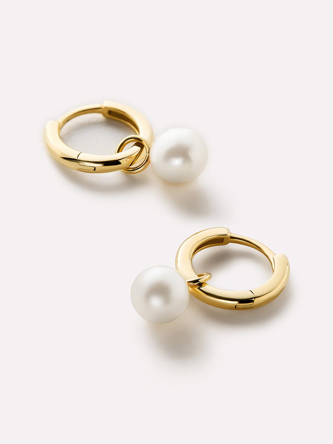 Small Hoop Earrings | 10K Solid Gold | Freshwater Pearls