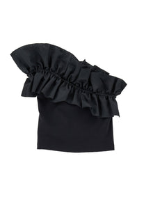Girls | One-Shoulder Jersey Top | Black