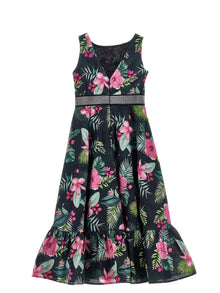 Girls | Muslin Dress With Studs | Black