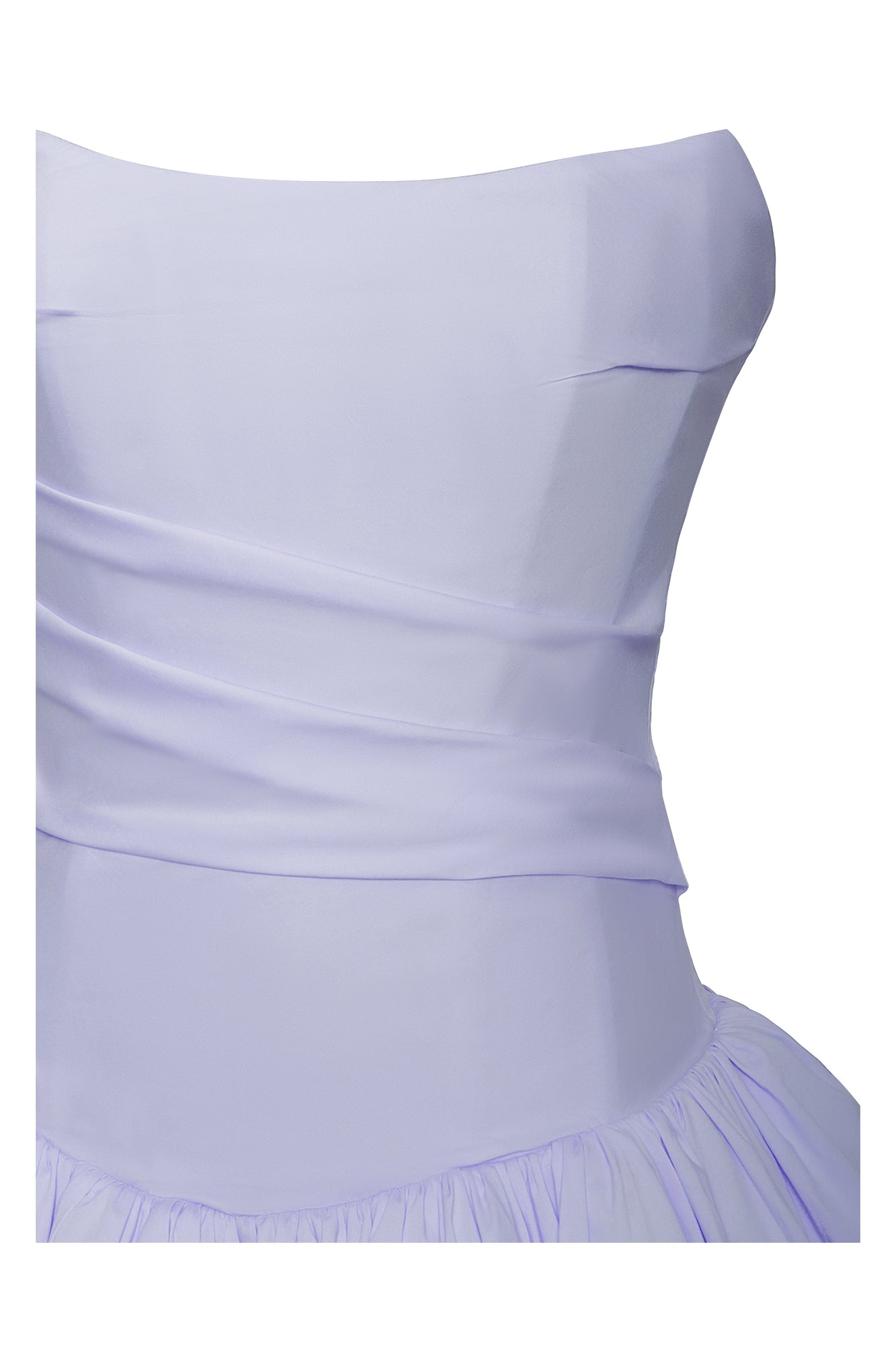Oletta Cotton Poplin Corset Strapless Bubble Hem Mini Dress | Blue