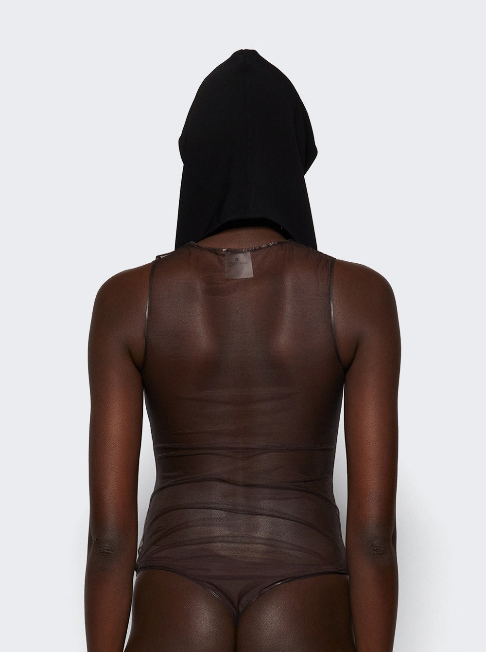 Women | Courrèges | Frame Illusion Hooded Bodysuit Chocolate And Black