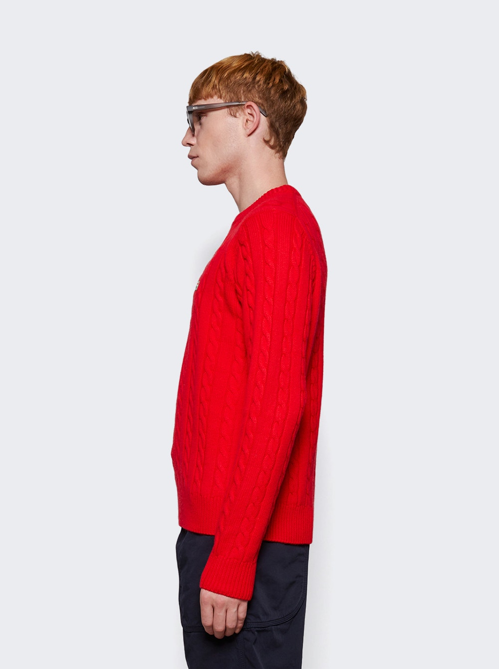 Men | FILA+ | Cable Knit Crewneck Sweater | Brightest Red