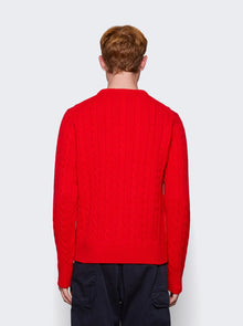 Men | FILA+ | Cable Knit Crewneck Sweater | Brightest Red