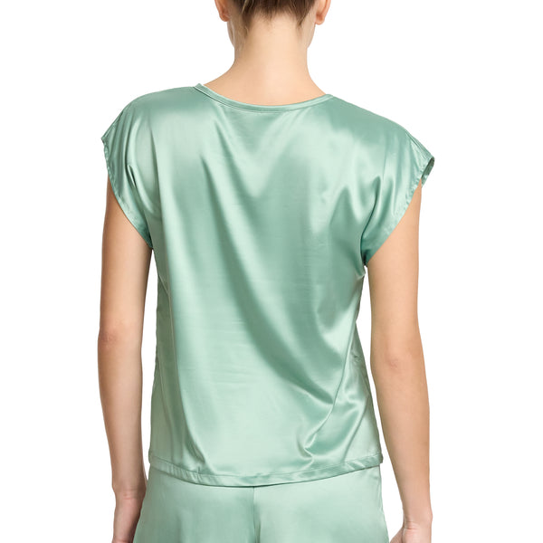 Satin Sleep Cap Sleeve Tee | Green Tea