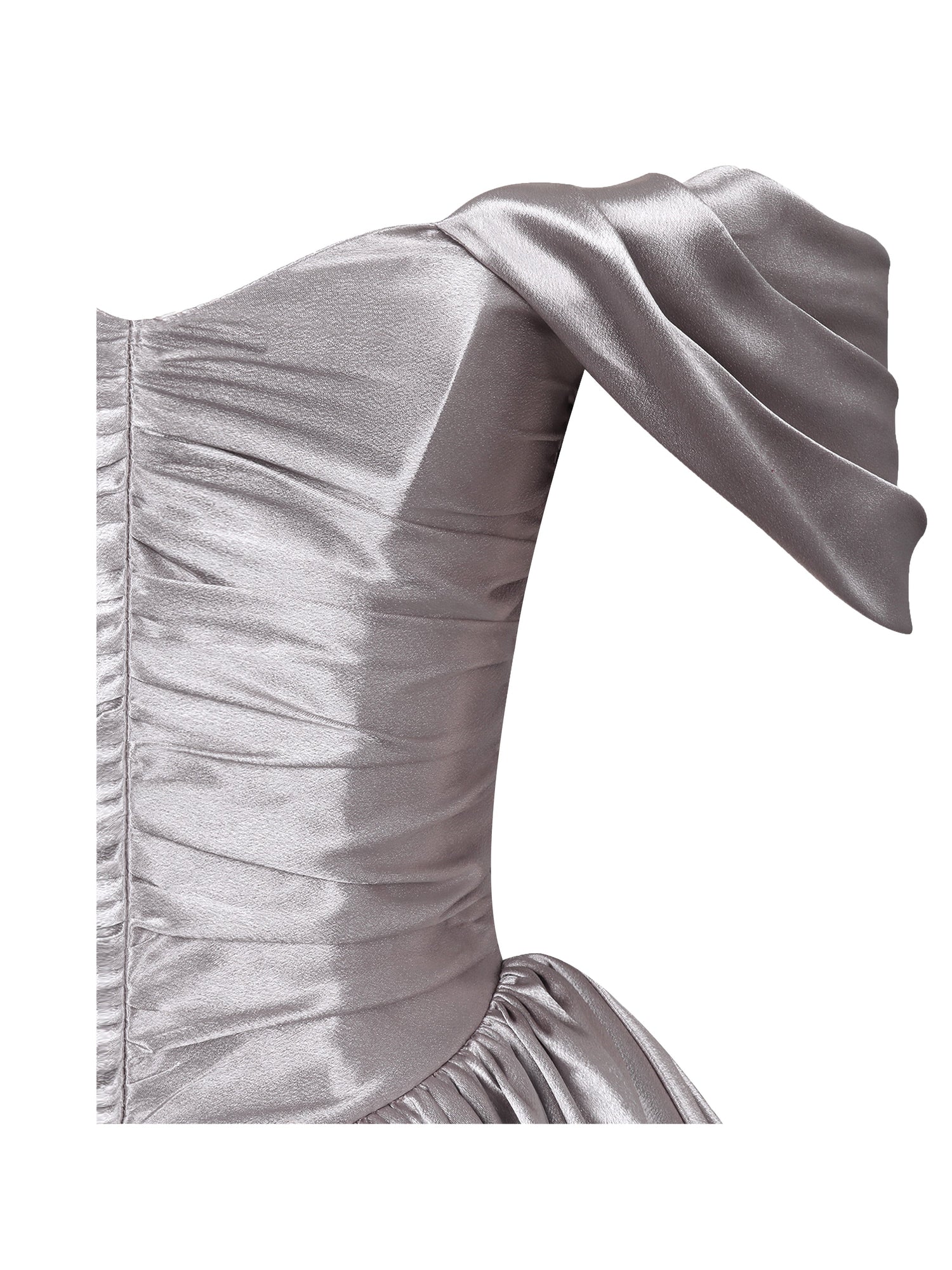 Milena Ruched Asymmetrical Bubble Mini Dress | Champagne
