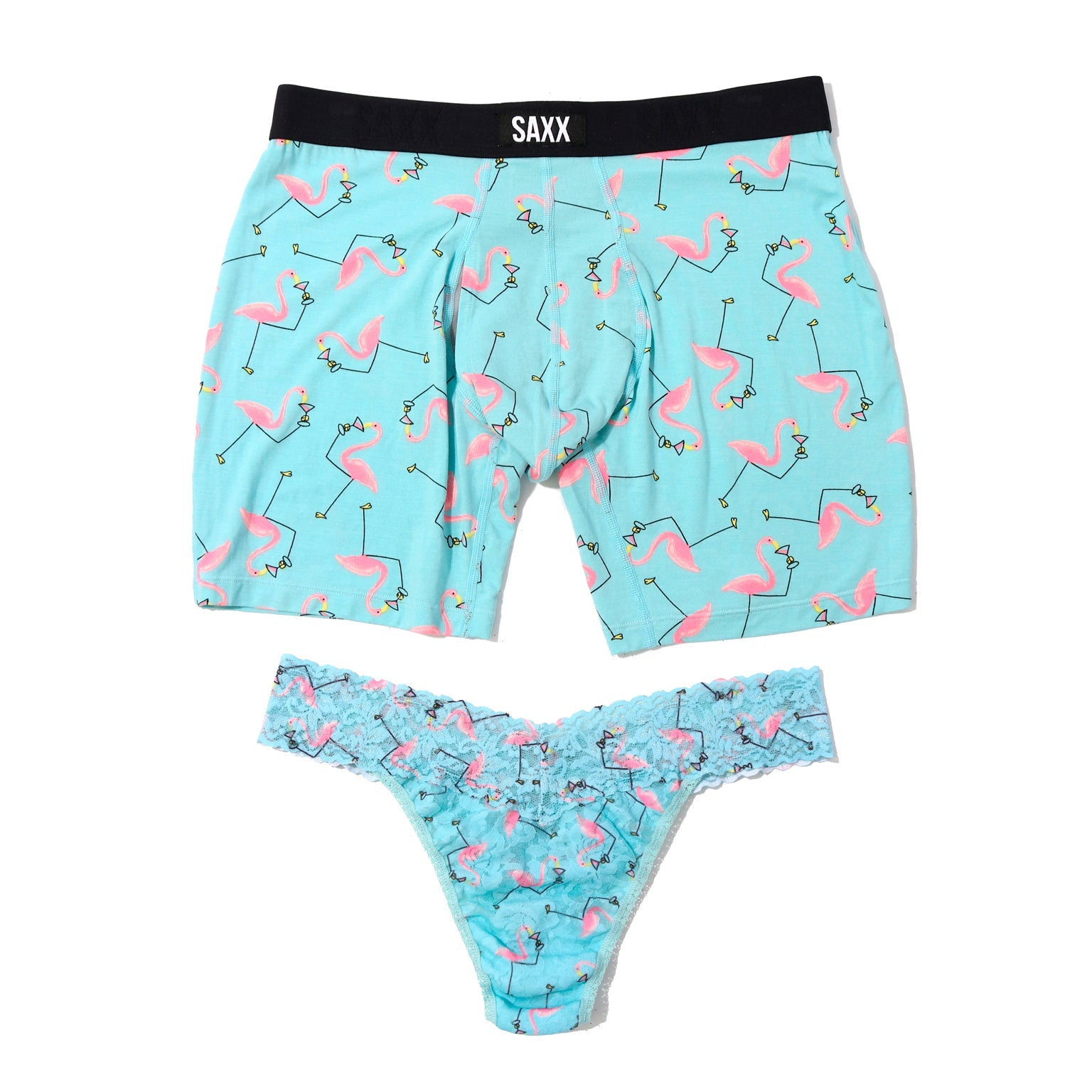 Signature Lace Original Rise Thong & Saxx Boxer Brief | Drinko Flamingo