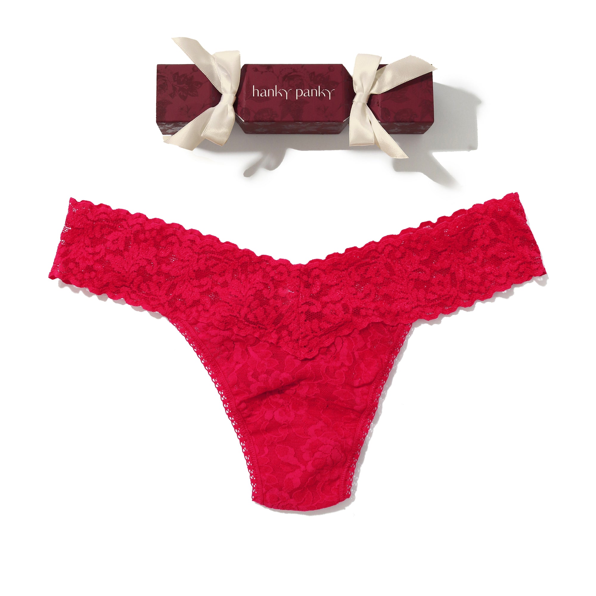 Signature Lace Low Rise Thong Holiday Cracker | Beet Juice (Red)
