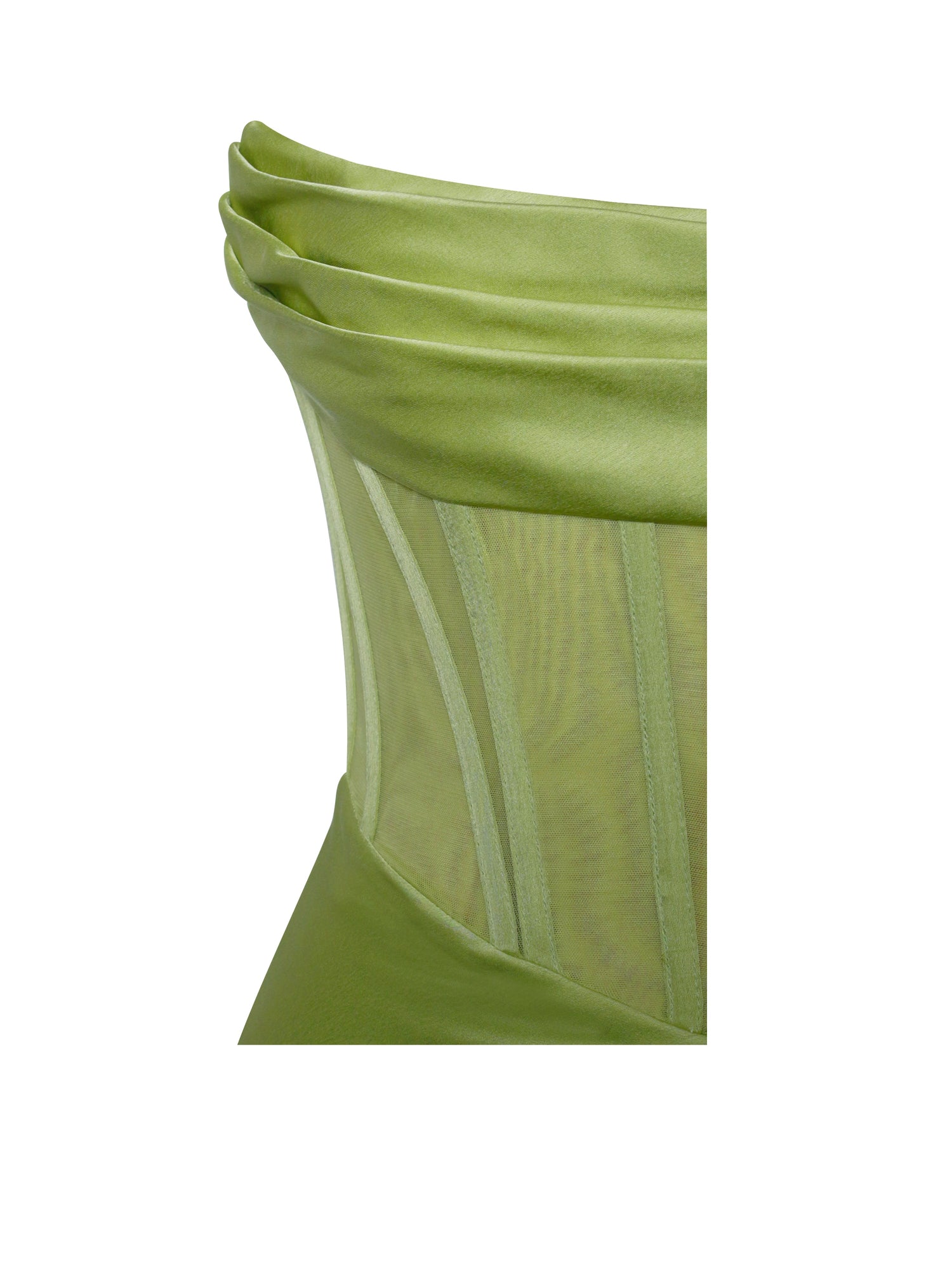 Prisa High Slit Satin Corset Gown | Lime